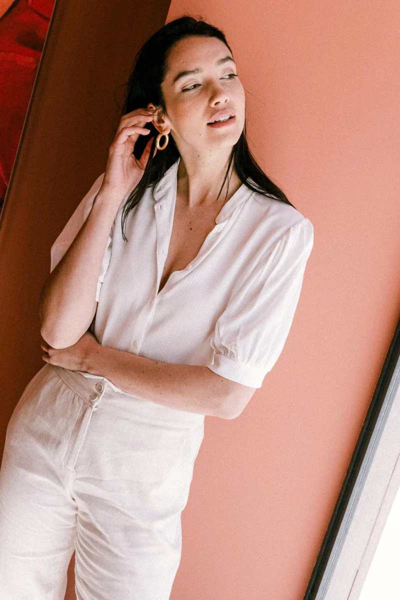 Blouse col mao blanche - Magnolia - Image 2