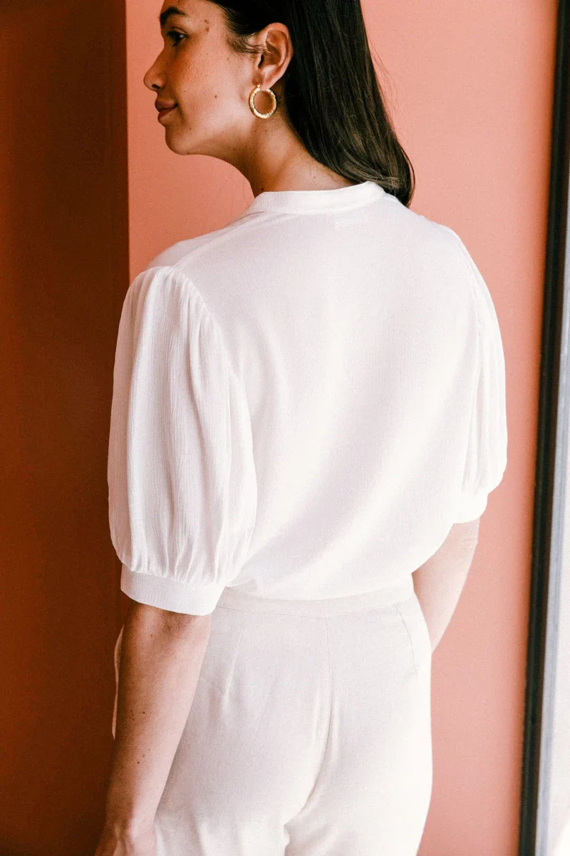 Blouse col mao blanche - Magnolia - Image 3