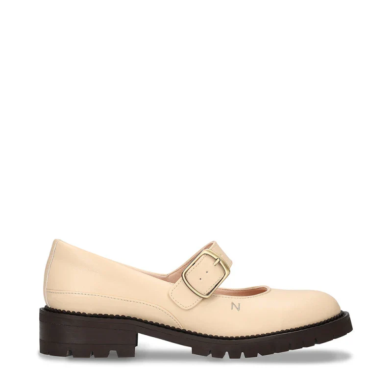 Derby plates vegan beige en cuir de pomme nude - Emisa - Image 2