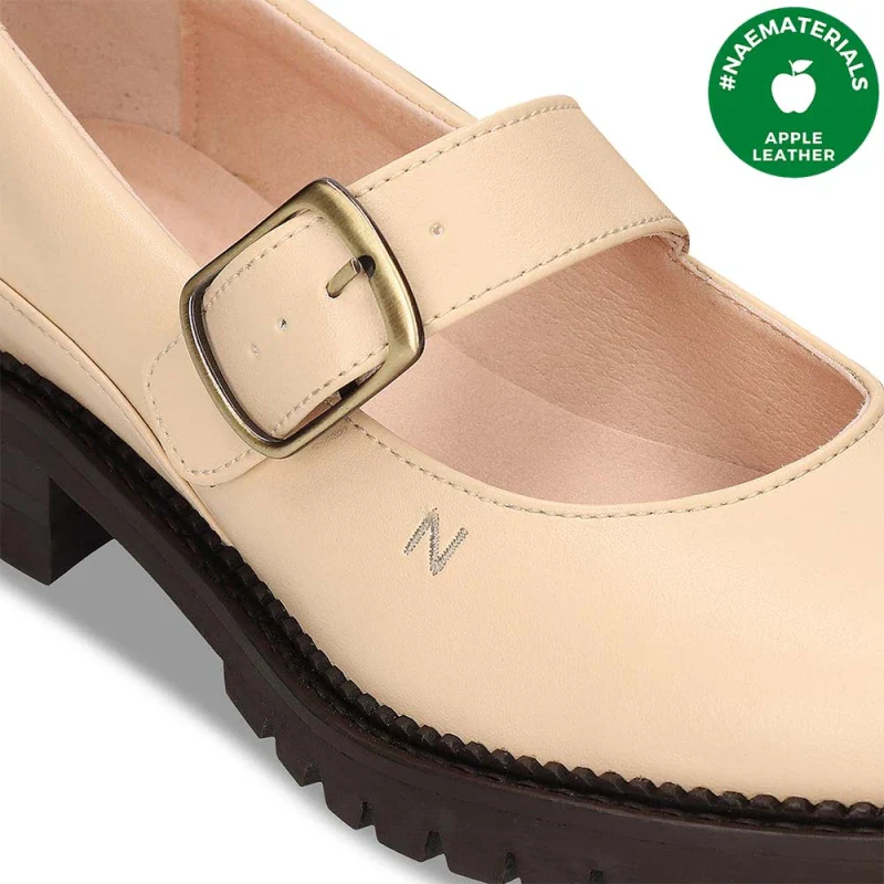 Derby plates vegan beige en cuir de pomme nude - Emisa - Image 4