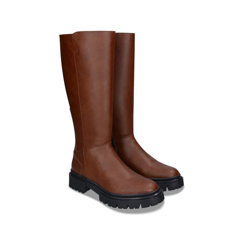 Bottes hautes en cuir vegan marron - AURORA - Image 3