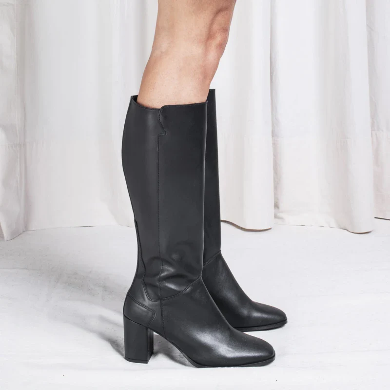 Bottes Hautes Noires en Microfibre - Greta - Image 5