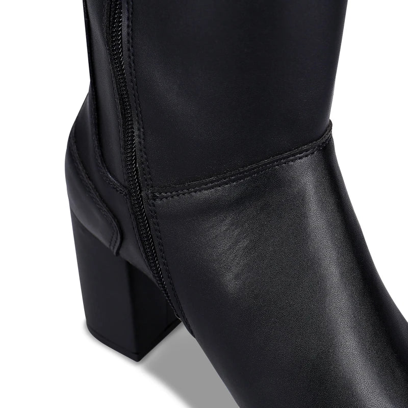 Bottes Hautes Noires en Microfibre - Greta - Image 7