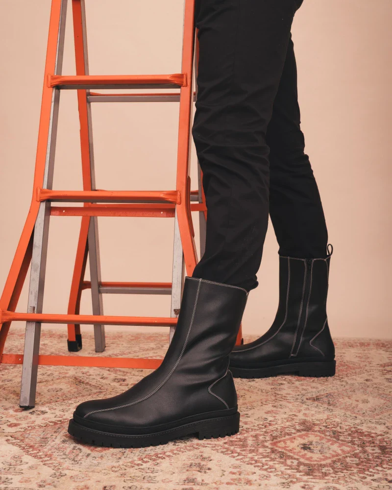 Bottes unisexe mi- mollet - REIKO Black - Image 6