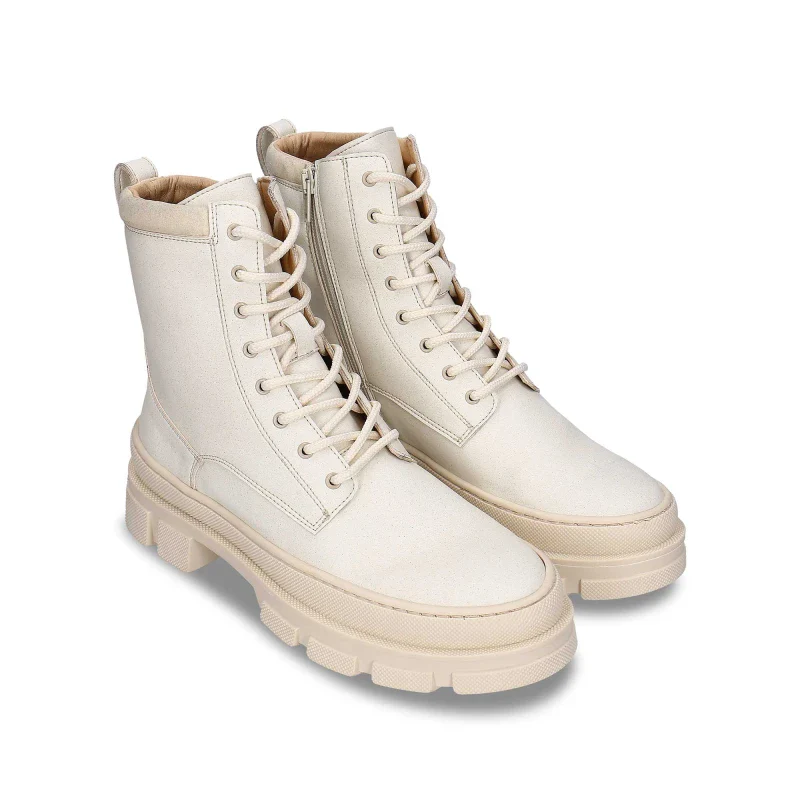 Bottes vegan en cuir de pomme - couleur blanc cassé - TEA White - Image 3