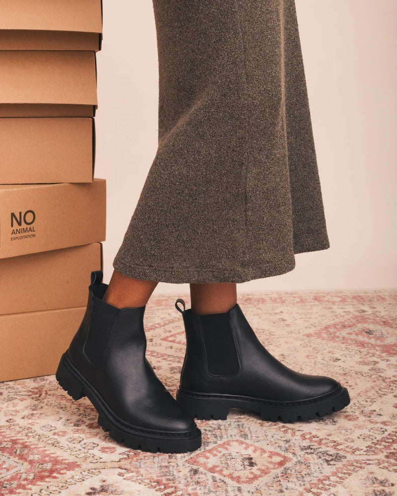 Bottes Vegan noir - Fait Main -  Molly Black Chelsea - Image 5