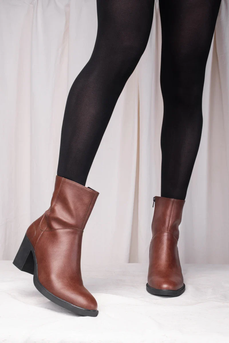Bottines à talon en Microsuede Vegan marron - ALICIA - Image 2