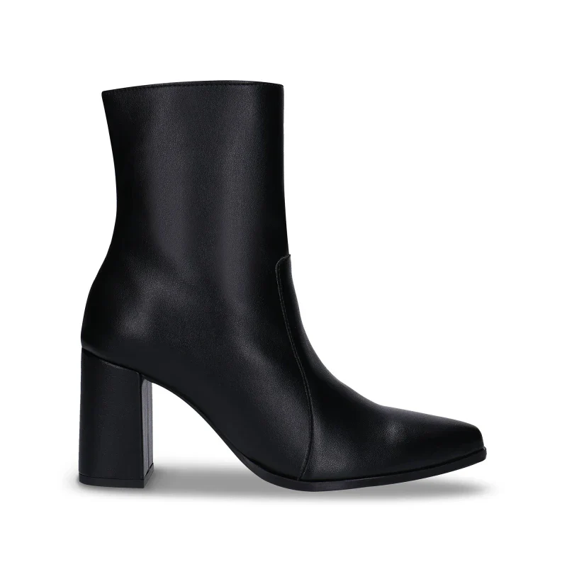 Bottines à talons noir en cuir de pomme - Fait Main - Lydia - Image 2