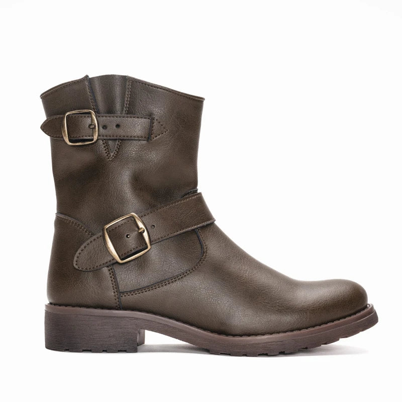 Bottines Biker pour Femme en Cuir Vegan - Odet Green - Image 3