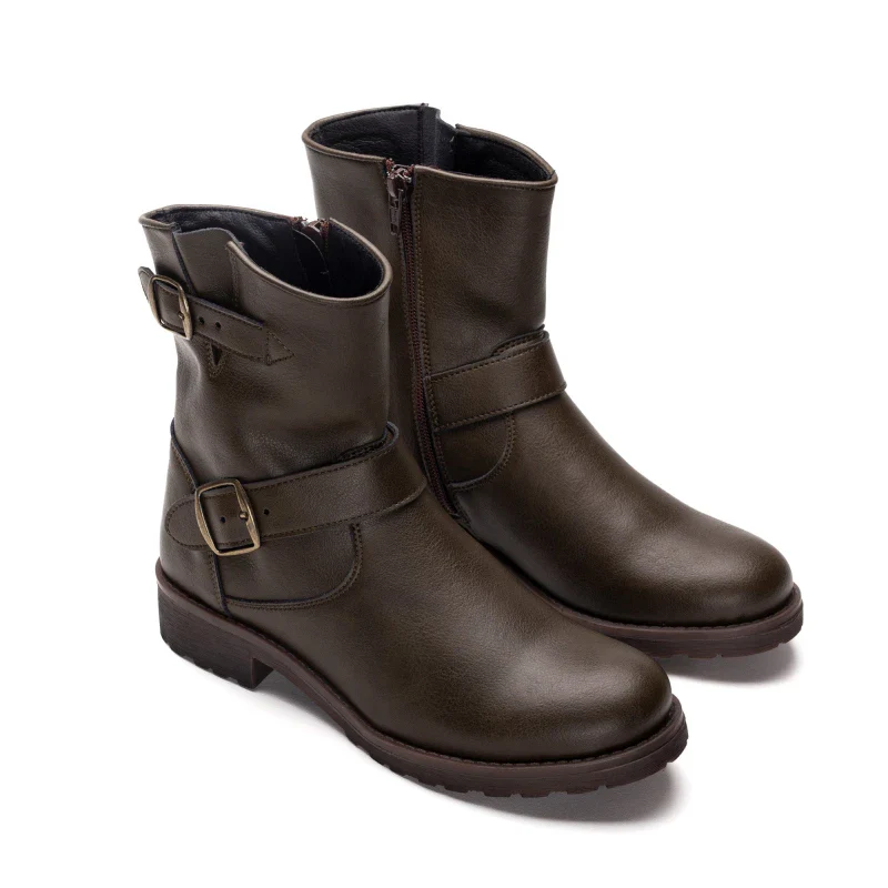 Bottines Biker pour Femme en Cuir Vegan - Odet Green - Image 4