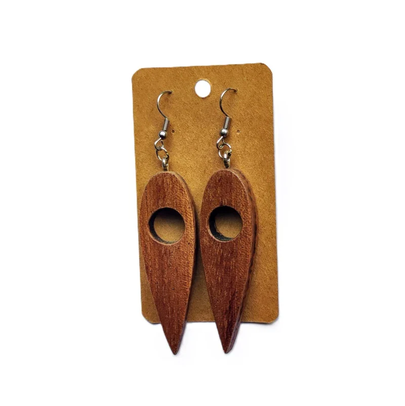 Boucles d'oreilles en bois surcyclé - Image 3