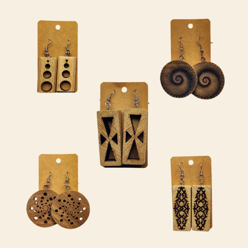 Boucles d'oreilles en bois surcyclé - Image 7