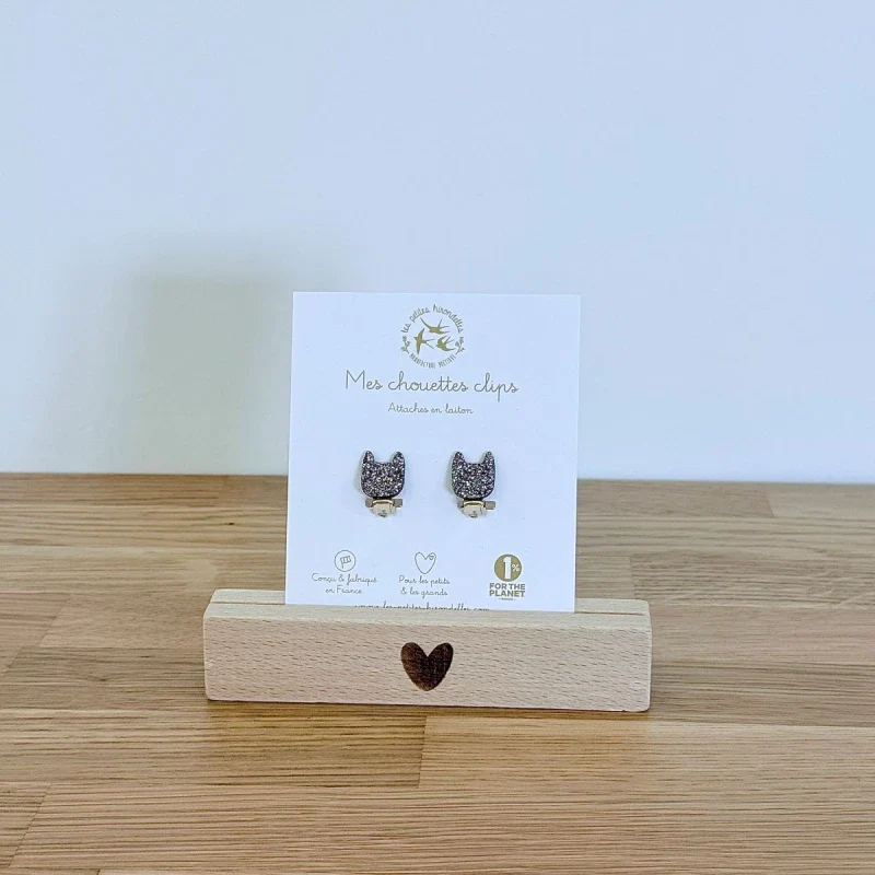 Boucles d'oreilles à clips pailletées - Chats - Image 6