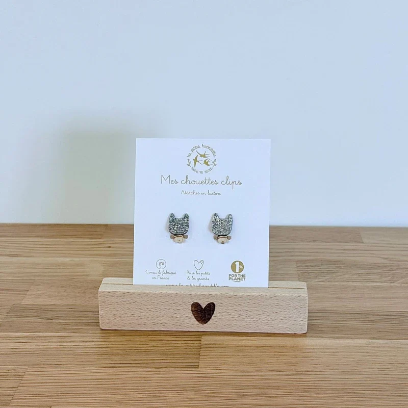 Boucles d'oreilles à clips pailletées - Chats - Image 8
