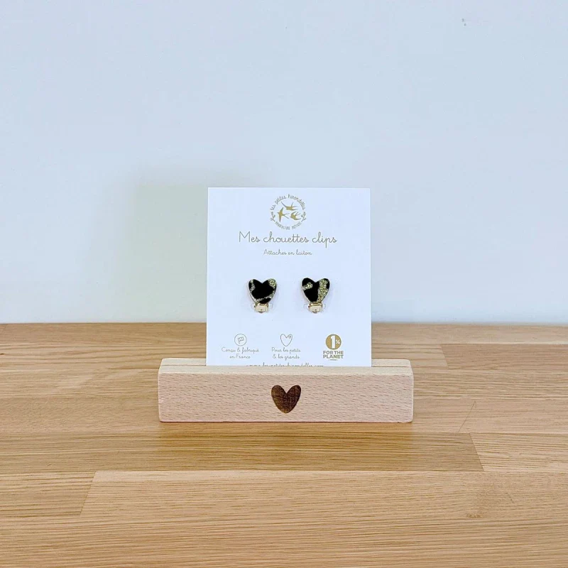 Boucles d'oreilles à clips pailletées - Coeurs - Image 10