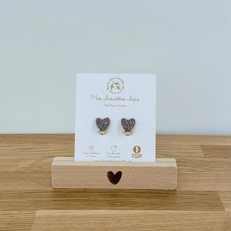 Boucles d'oreilles à clips pailletées - Coeurs - Image 6