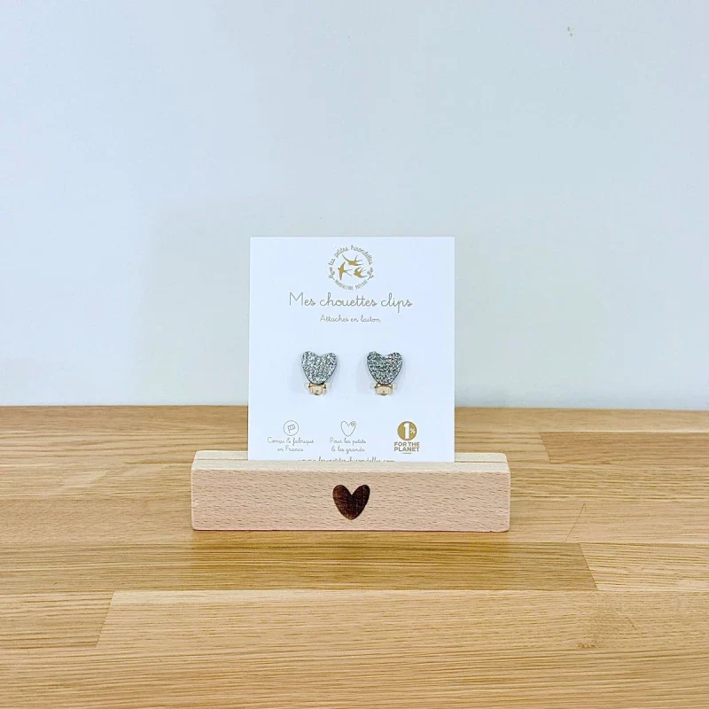 Boucles d'oreilles à clips pailletées - Coeurs - Image 8