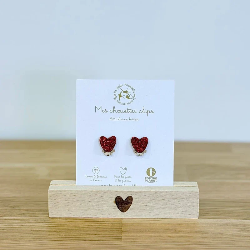 Boucles d'oreilles à clips pailletées - Coeurs - Image 9