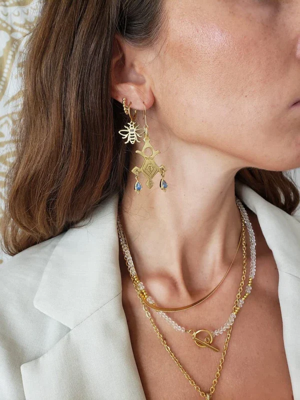 Boucles d’oreilles bleu - Croix d’Agadez - Image 2