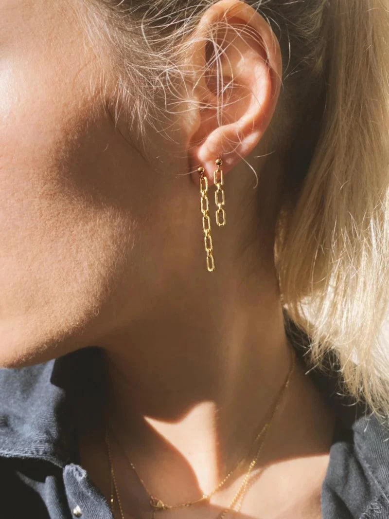 Boucles d’oreilles dorées ou argentées - La chaîne - Image 3