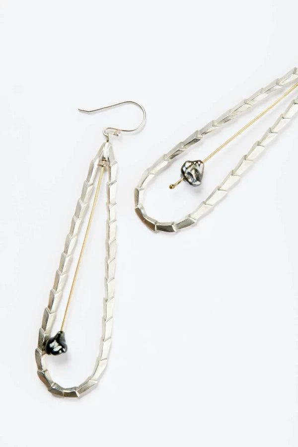 Boucles d’oreilles pendantes en argent avec perle - Keshi - Image 3
