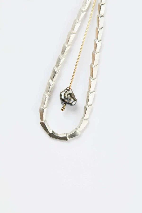 Boucles d’oreilles pendantes en argent avec perle - Keshi - Image 5