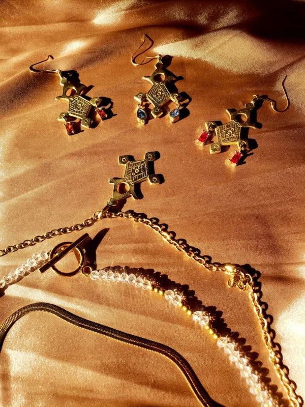 Boucles d’oreilles rose framboise - Croix d’Agadez - Image 5