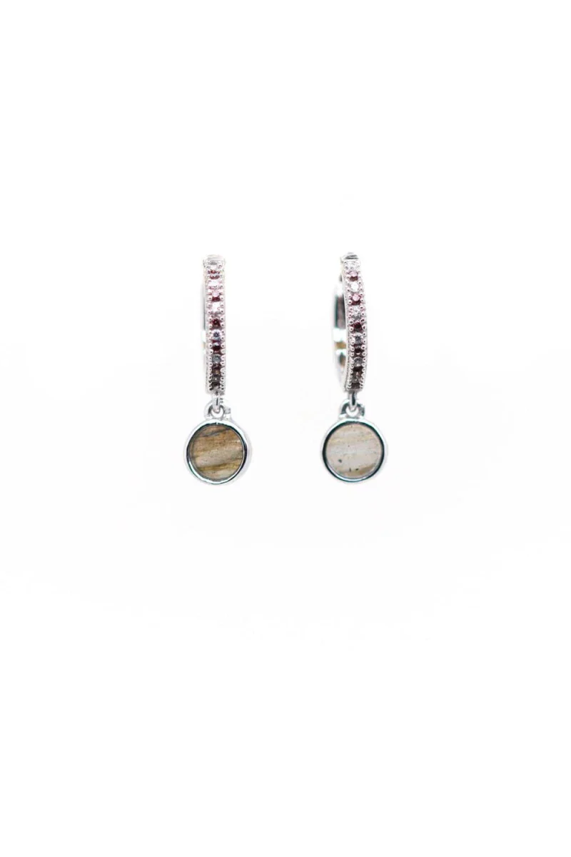 Boucles d'oreilles argentées et pierres labradorite - Ombeline - Image 3