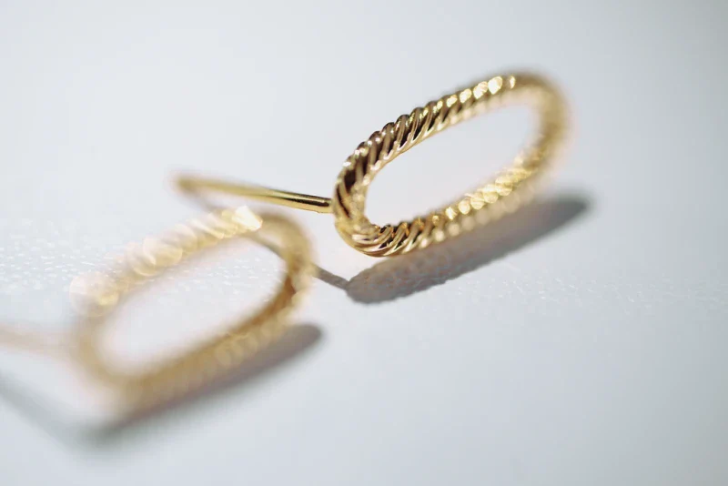Boucles d'oreilles artisanales en forme de rectangle - Fait main - Image 2
