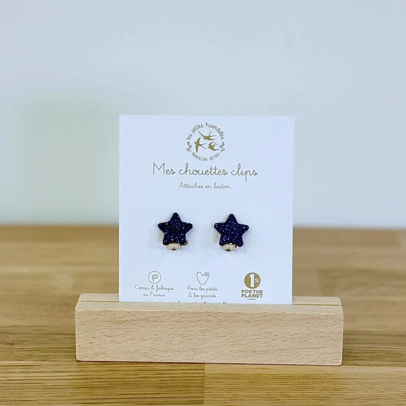 Boucles d'oreilles à clips pailletées - Etoiles - Image 11