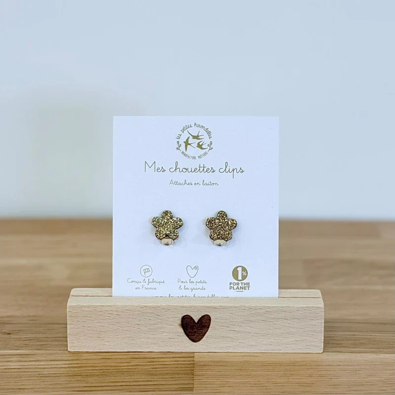Boucles d'oreilles à clips en feutrine pailletées - Fleurs - Image 10