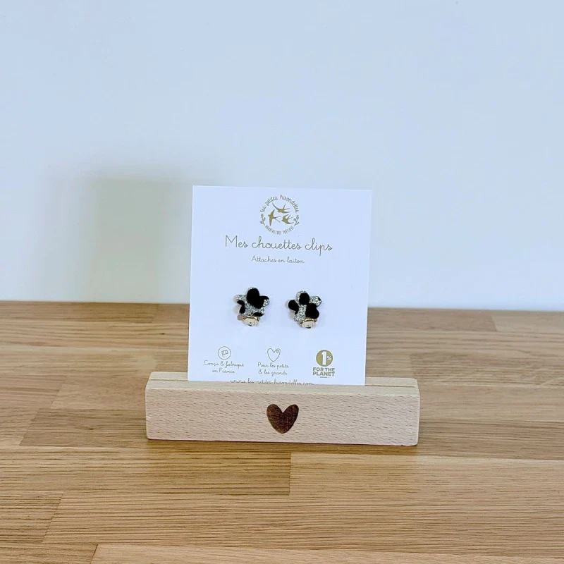 Boucles d'oreilles à clips en feutrine pailletées - Fleurs - Image 6