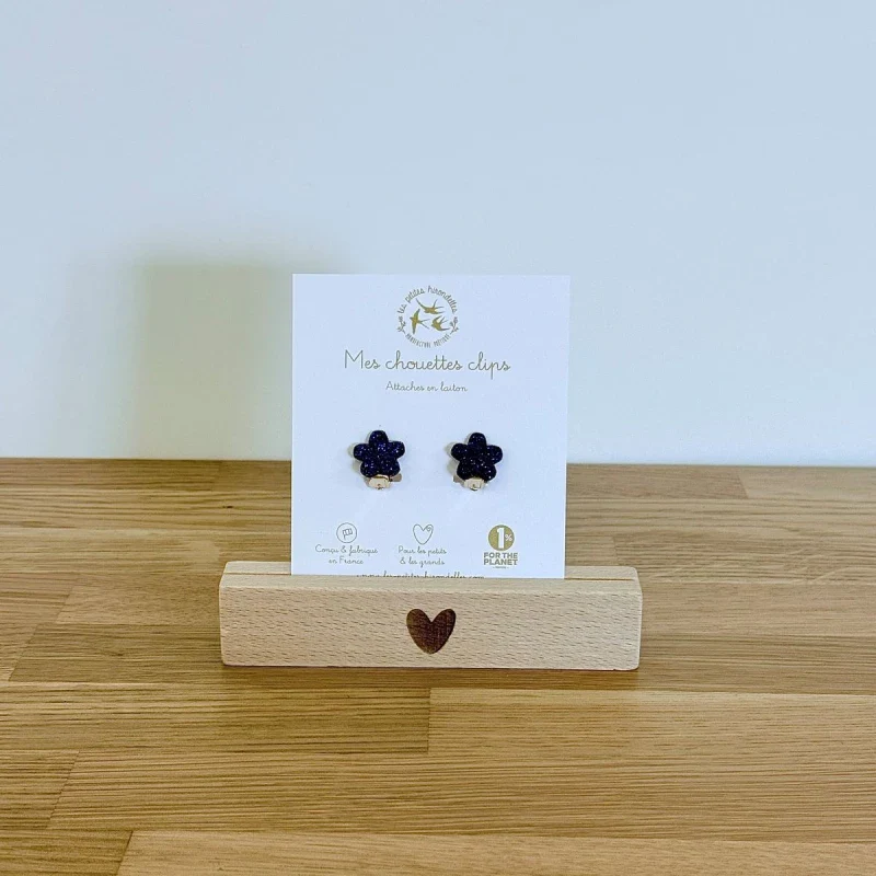 Boucles d'oreilles à clips en feutrine pailletées - Fleurs - Image 7