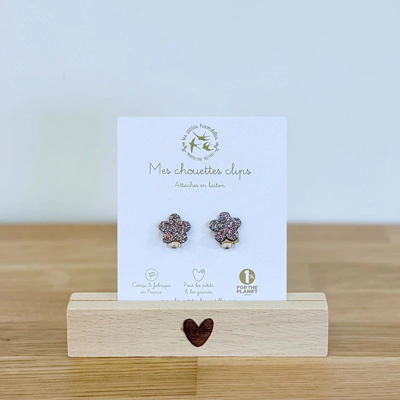 Boucles d'oreilles à clips en feutrine pailletées - Fleurs - Image 9
