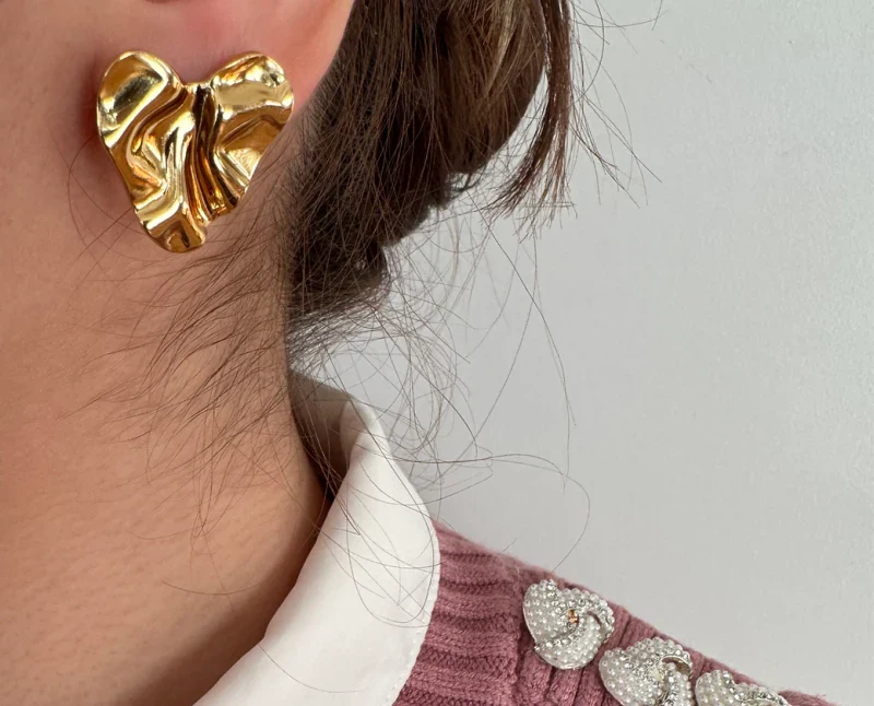 Boucles d'oreilles cœur doré - Déméter