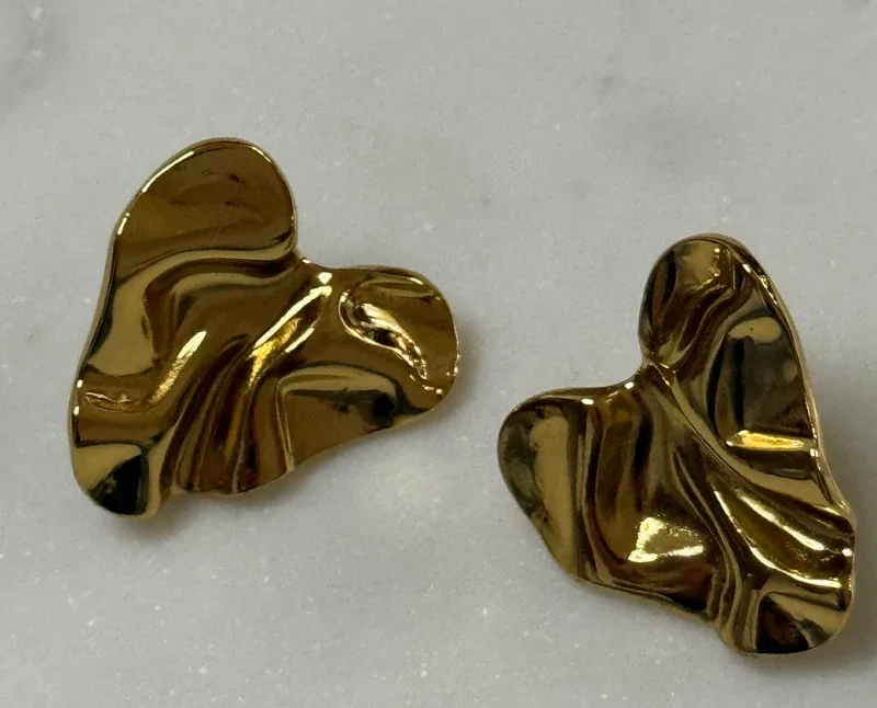 Boucles d'oreilles cœur doré - Déméter - Image 2