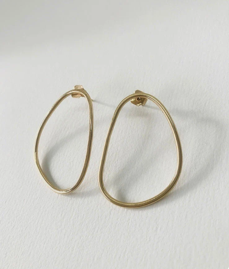 Boucles d'oreilles dorées ovales  - Esa - Image 4