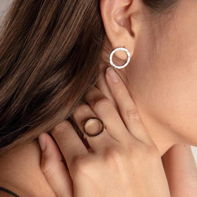 Boucles d'oreilles en argent martelé - Marissa - Image 5