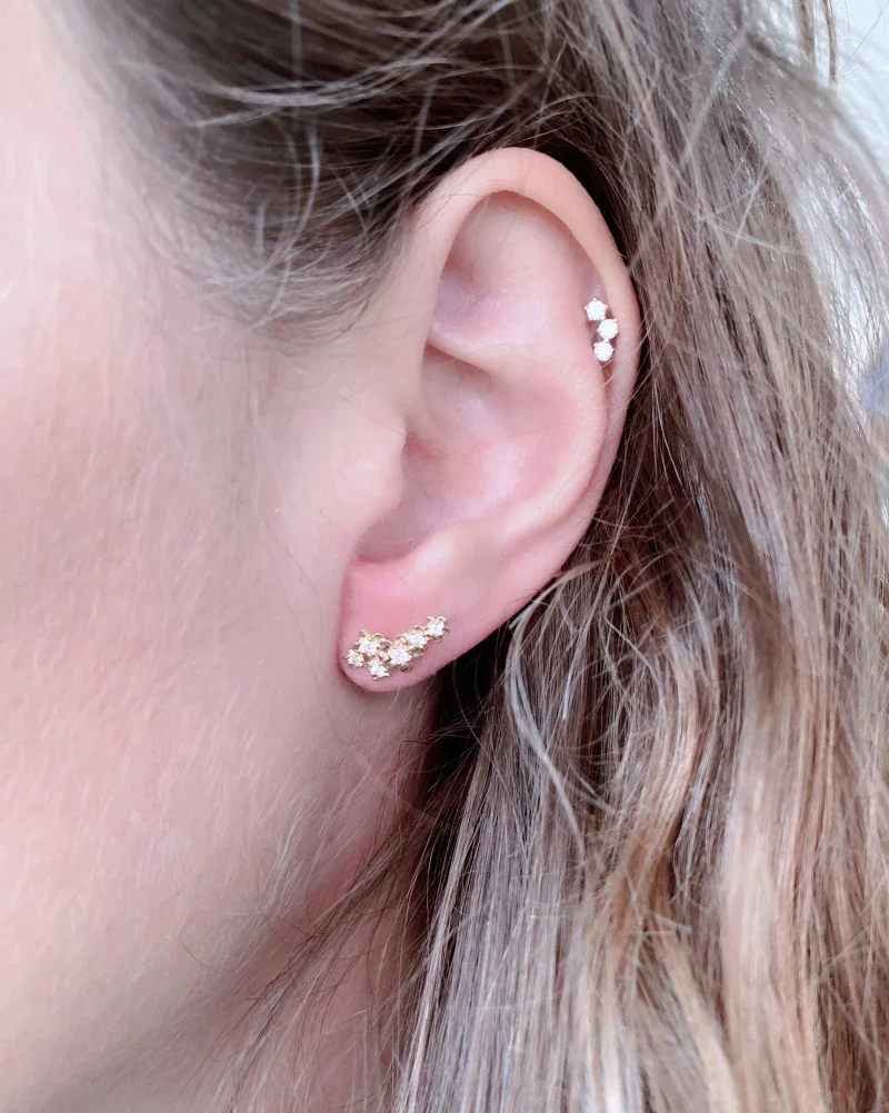 Boucles d'Oreilles en Laiton Plaqué Or - Bouquet - Image 2