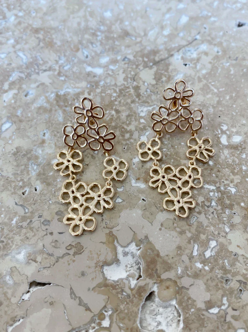 Boucles d'Oreilles en Laiton Plaqué Or - Marguerite - Image 2