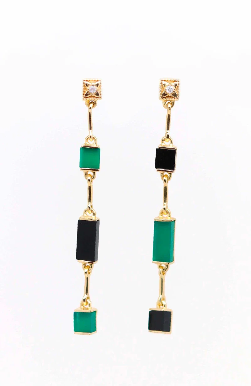 Boucles d'oreilles en Onyx noir et vert I Louisette - Image 3
