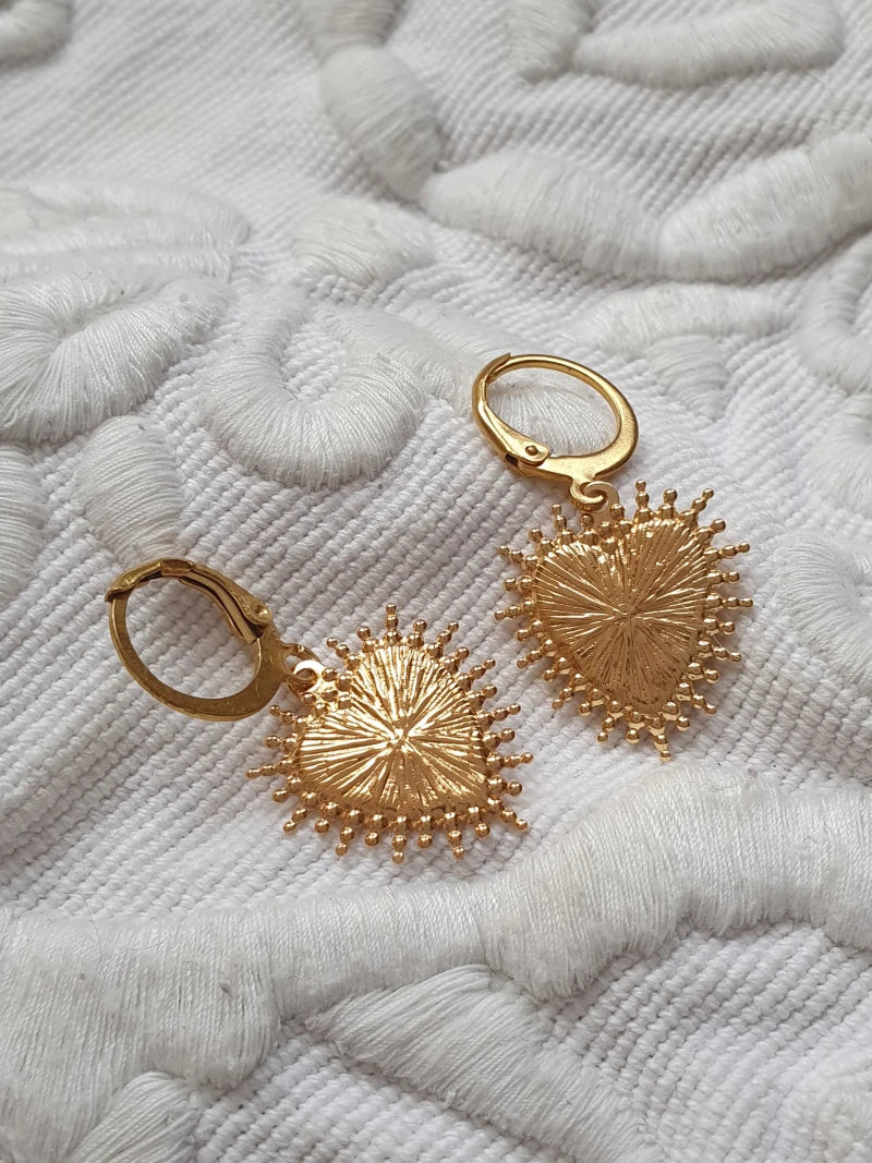 Boucles d'oreilles en or - Coeur Sacré