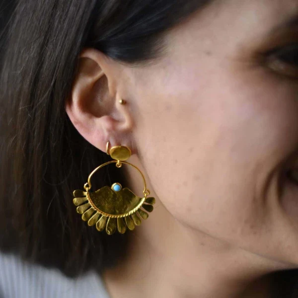 Boucles d'oreilles dorée Ethnic 5 - Image 3
