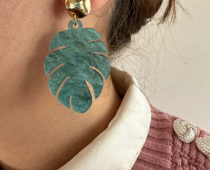 Boucles d'oreilles feuilles colorés - Azra