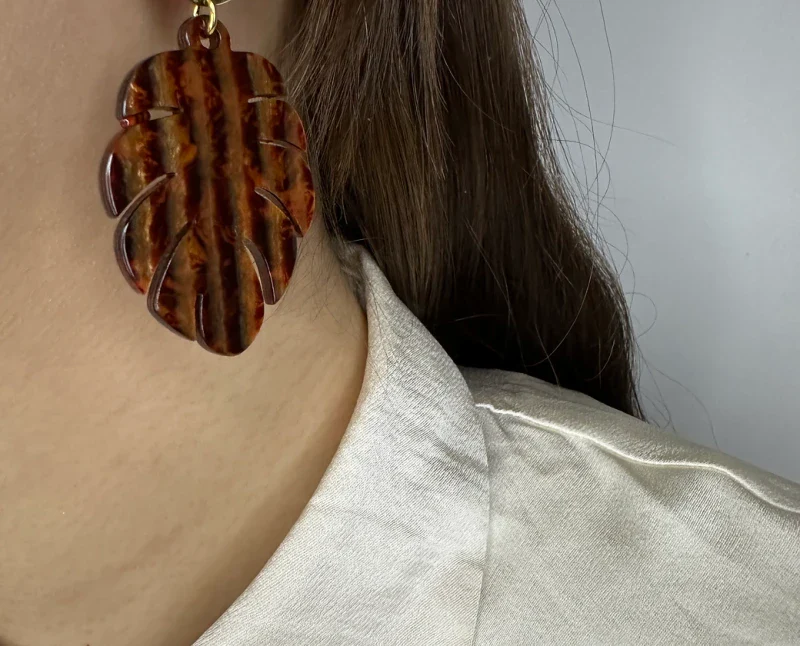 Boucles d'oreilles feuilles colorés - Azra - Image 2