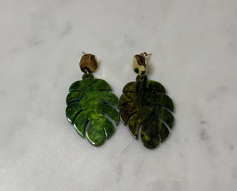 Boucles d'oreilles feuilles colorés - Azra - Image 3