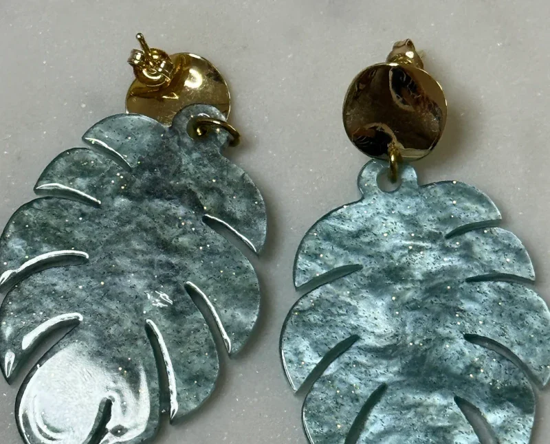 Boucles d'oreilles feuilles colorés - Azra - Image 4