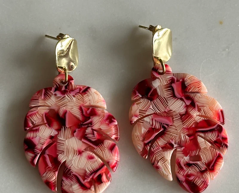 Boucles d'oreilles feuilles colorés - Azra - Image 6