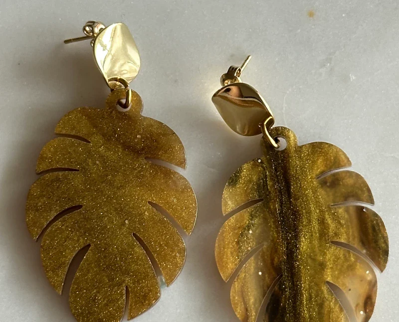 Boucles d'oreilles feuilles colorés - Azra - Image 7