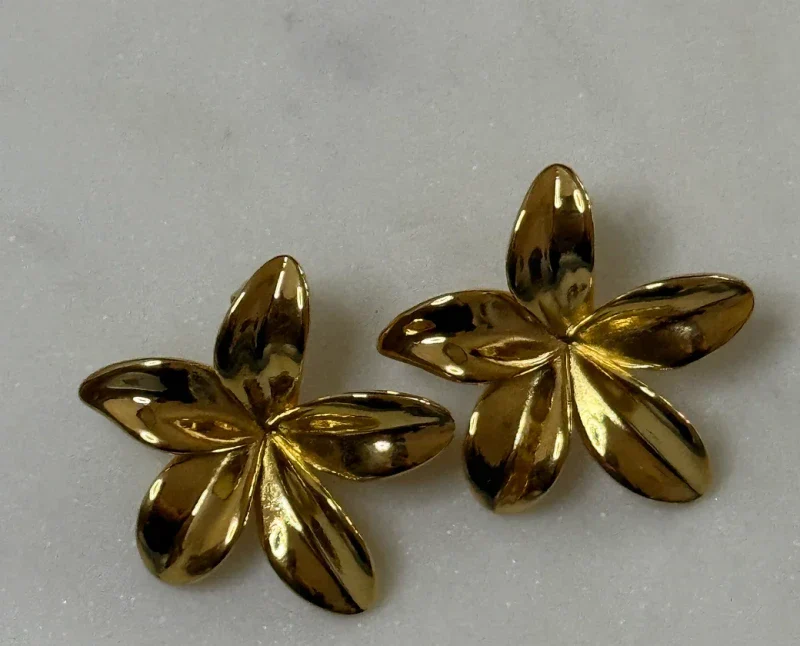 Boucles d'oreilles fleurs dorés - Agathe - Image 2